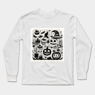 Halloween pumpkin doodle Long Sleeve T-Shirt